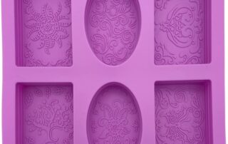 2 Pieces Embossing Flower Soap DIY Mold Silicone Rectangle Oval Soap Molds Handmade Cake Candy Trays
