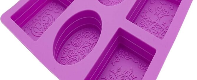 2 Pieces Embossing Flower Soap DIY Mold Silicone Rectangle Oval Soap Molds Handmade Cake Candy Trays