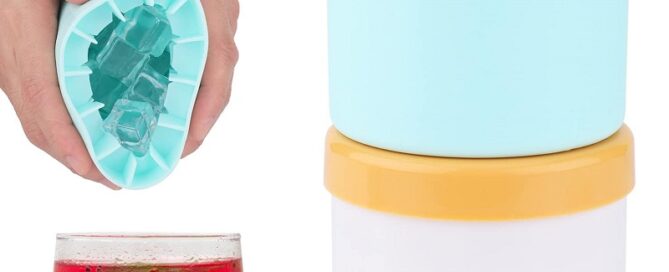 Cylinder Ice Cube Mold Silicone Ice Bucket with Lid Ice Maker Cup for Freezer Easy to Release