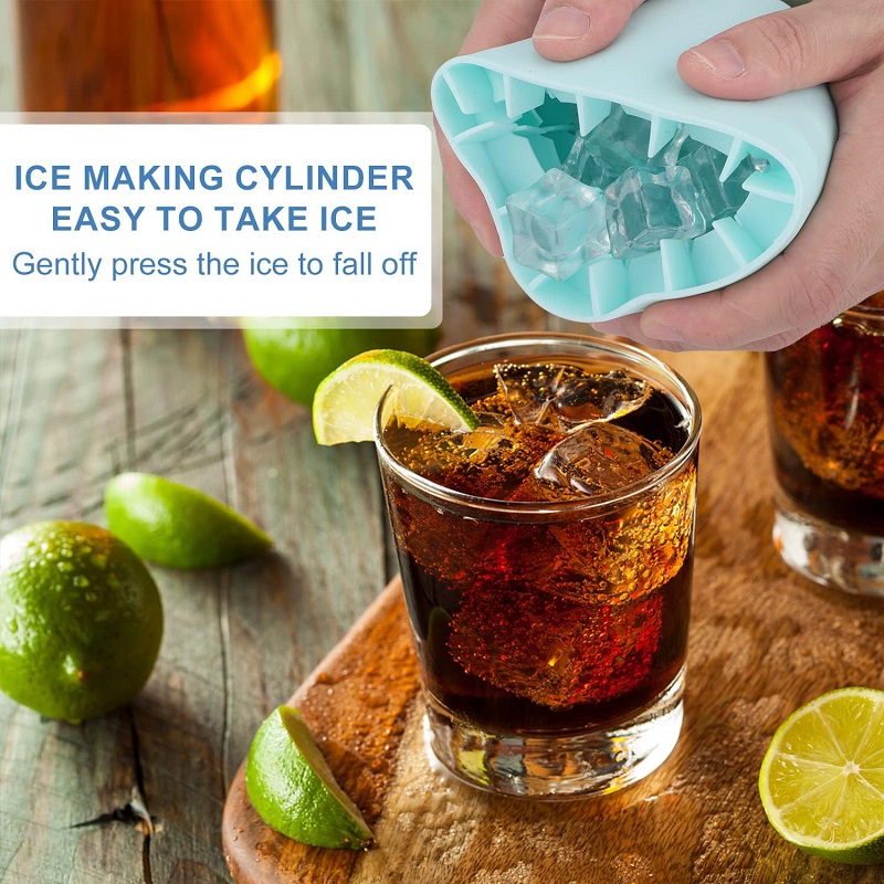 Cylinder Ice Cube Mold Silicone Ice Bucket with Lid Ice Maker Cup for Freezer Easy to Release