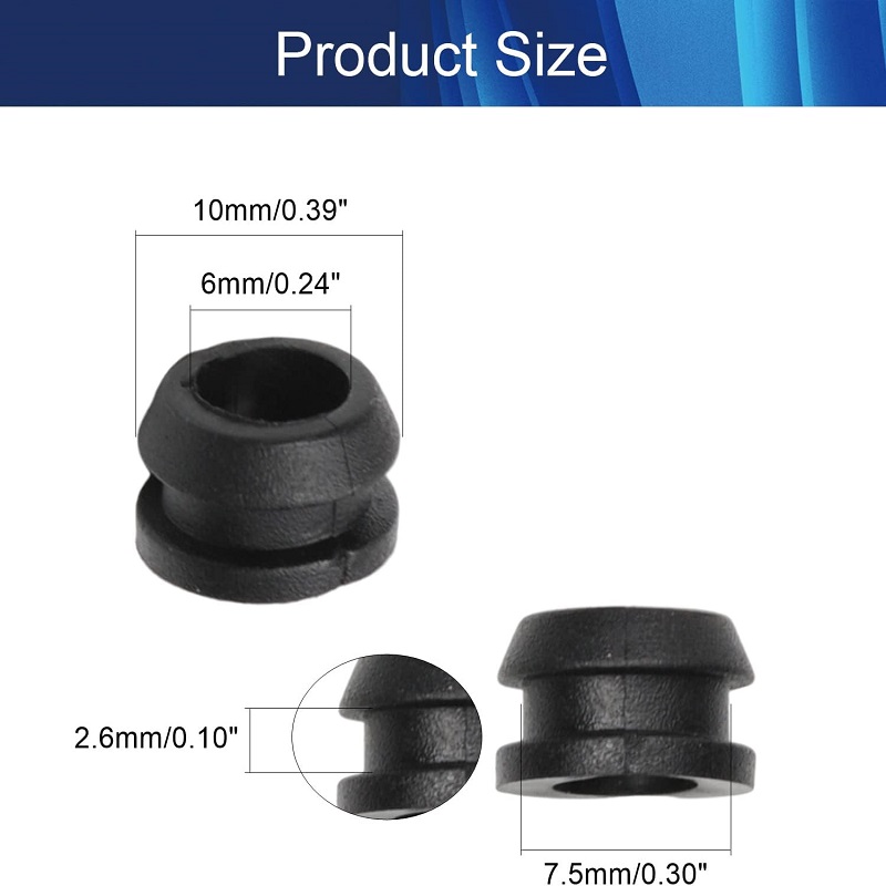 Diaphragm Rubber Seal Rubber Grommet Wire Protector Oil Resistant 6mm Inner Dia for Wiring Cable Protector