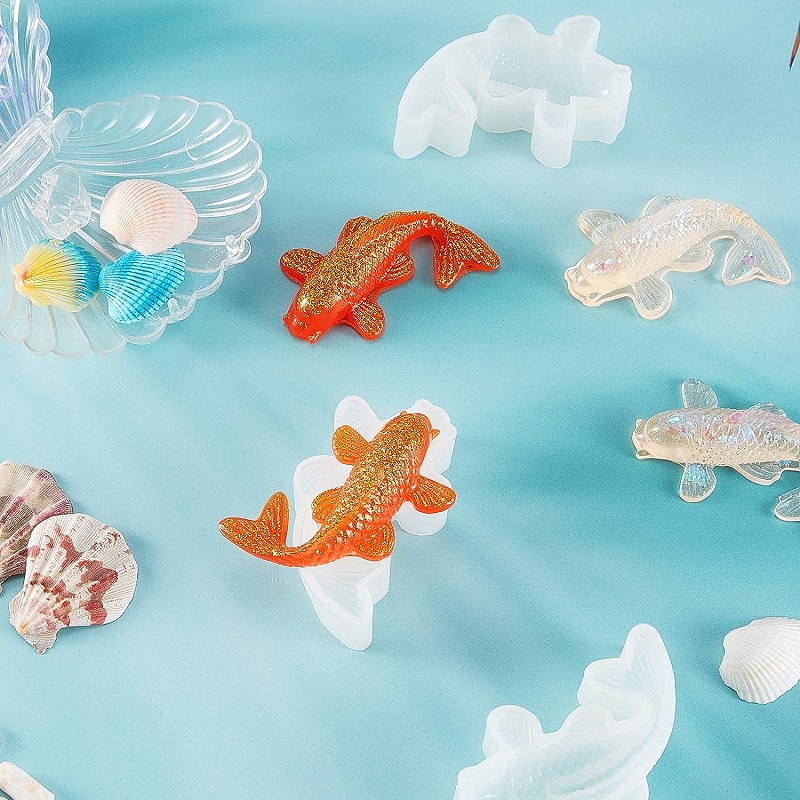 Fish Silicone Resin Molds Goldfish Pendant Epoxy Molds Fish Fondant Moulds for DIY Making Jewelry