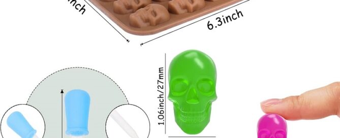Gummy Skull Silicone Candy Molds 2-piece silicone mold for Halloween Gummies Candies Jello Chocolate