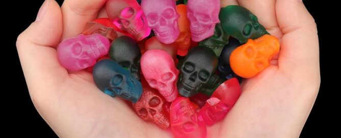 Gummy Skull Silicone Candy Molds 2-piece silicone mold for Halloween Gummies Candies Jello Chocolate