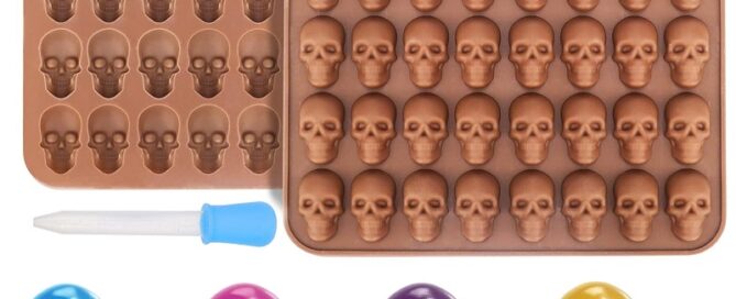 Gummy Skull Silicone Candy Molds 2-piece silicone mold for Halloween Gummies Candies Jello Chocolate