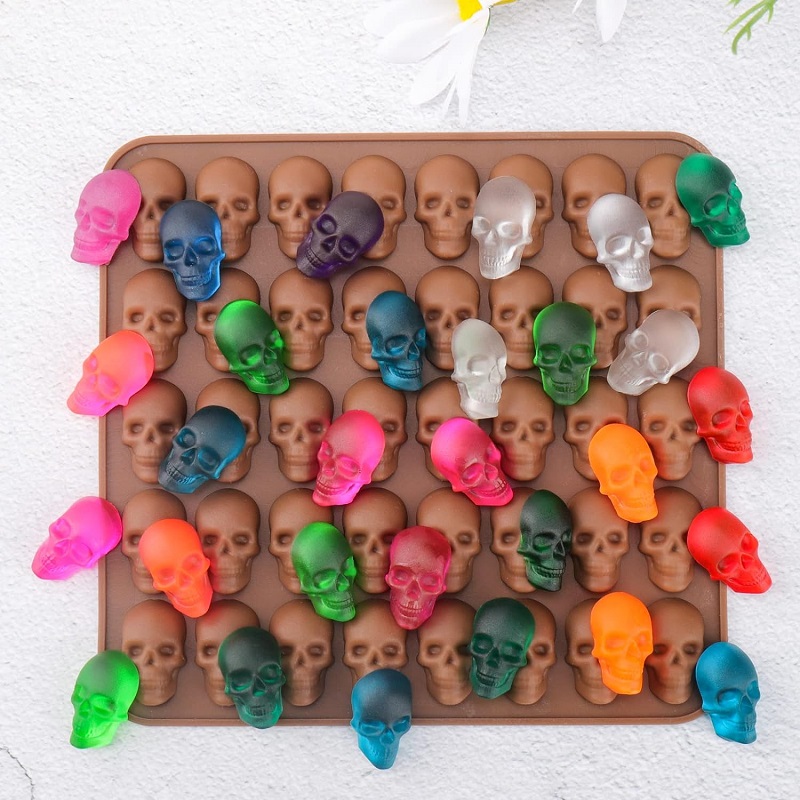 Gummy Skull Silicone Candy Molds 2-piece silicone mold for Halloween Gummies Candies Jello Chocolate