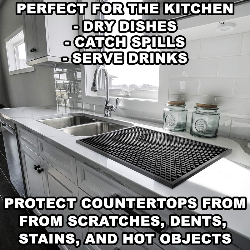 Plate Tamper Rubber Pad Heat-Resistant and Food Safe Drip Mat Spill Mats for Counter Top for Kitchen