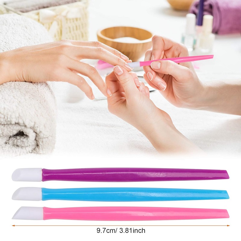 Rubber Nail Cuticle Pusher Tipped Plastic Handle Nail Art Tool Nail Acrylic Cuticle Pusher Cleaner