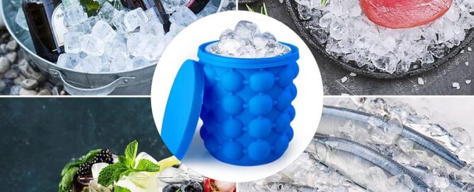 Silicone Ice Cube Mold, Silicone Ice Bucket with Lid Easy-Release Ice Cube Maker for Frozen Beverage
