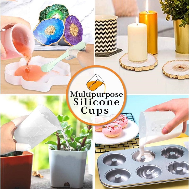 Silicone Measuring Cups for Epoxy Resin Reusable Epoxy Resin Mixing Cups Silicone Pouring Cup