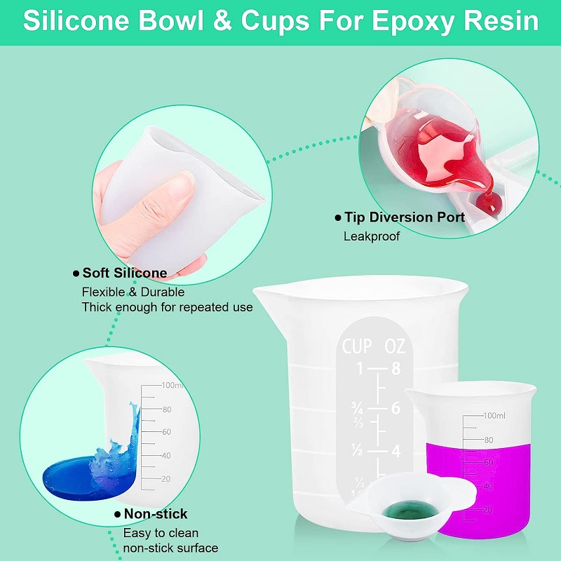 Silicone Measuring Cups for Epoxy Resin Reusable Epoxy Resin Mixing Cups Silicone Pouring Cup