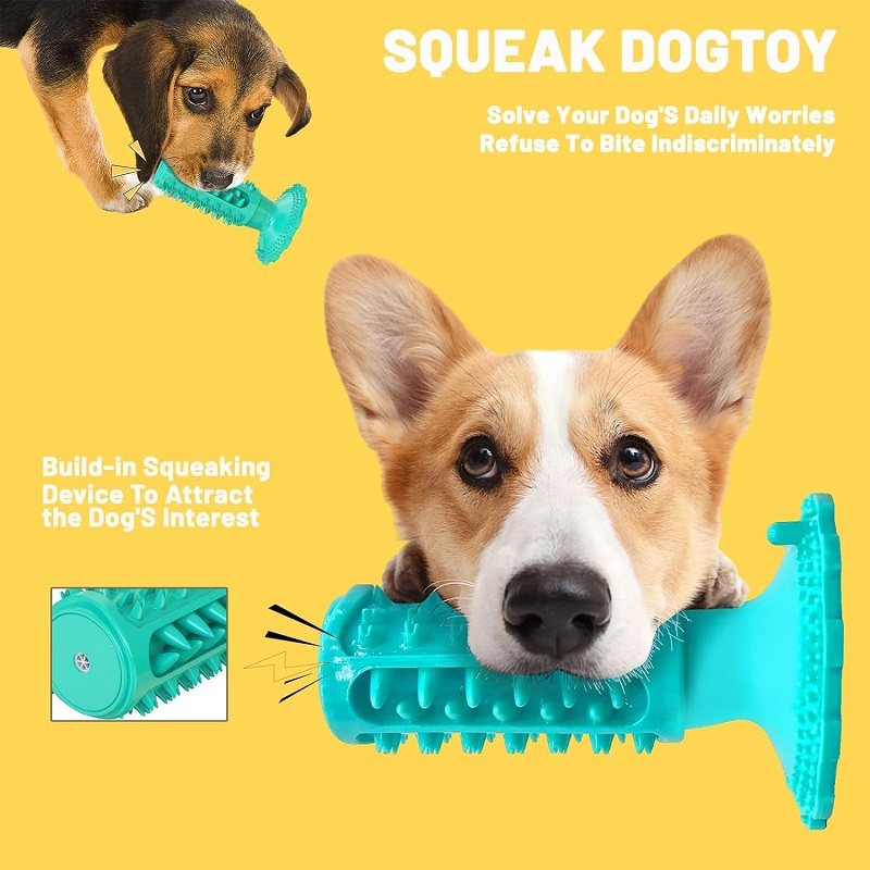 Suction Cup Rubber Dog Chew Toys for Aggressive Chewers Durable Dog Teeth Cleaning Toothbrush Toys