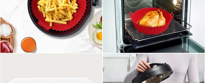 Air Fryer Silicone Liners Collapsible Air Fryer Silicone Pot 8 Inch Reusable Round Silicone Air Fryer Basket