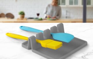 Bench Top Utility Mat Kitchen Silicone Utensil Rest with Drip Pad Spoon Holder for Stove Top