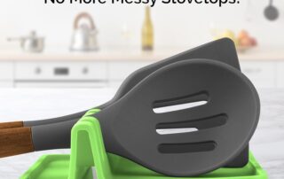 Bench Top Utility Mat Kitchen Silicone Utensil Rest with Drip Pad Spoon Holder for Stove Top