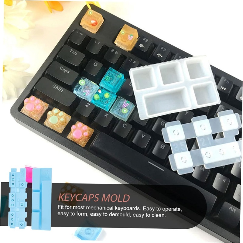 Mechanical Dice Molds for Resin Keycap Mold Silicone Keycap Resin Tray Molds Silicone Key Cap Puller