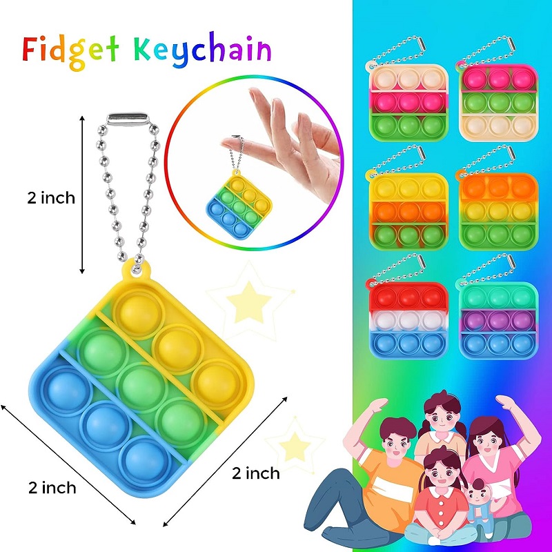 Pop Keychain Basket Mini Silicone Sensory Fidget Toys Silicone Filler Tool Party Favors For Kids