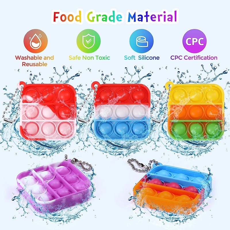 Pop Keychain Basket Mini Silicone Sensory Fidget Toys Silicone Filler Tool Party Favors For Kids