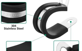 Rubber Spring Clamp 2 Inch 304 Stainless Steel Cable Clamps Rubber Coated Cushioned Insulated Cable Clamp