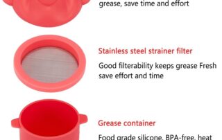 Silicone Bacon Grease Container with Fine Mesh Strainer 8 OZ Bacon Grease Keeper for Storing Frying Oil