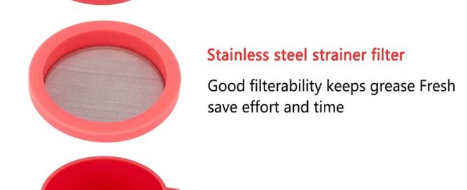 Silicone Bacon Grease Container with Fine Mesh Strainer 8 OZ Bacon Grease Keeper for Storing Frying Oil