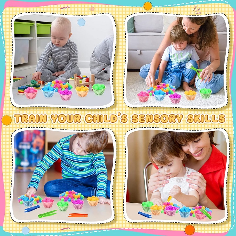 Silicone Filler Tool Fine Motor Skill Toys Sorting Silicone Cups for Early Education Counting Skill Training