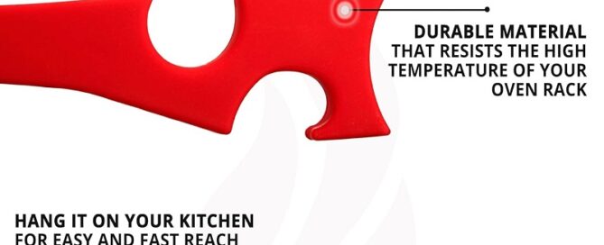 Silicone Oven Rack Push Pull Tool with Longer Handle Ideal for Kitchen Oven Air Fryer Silicone Puller