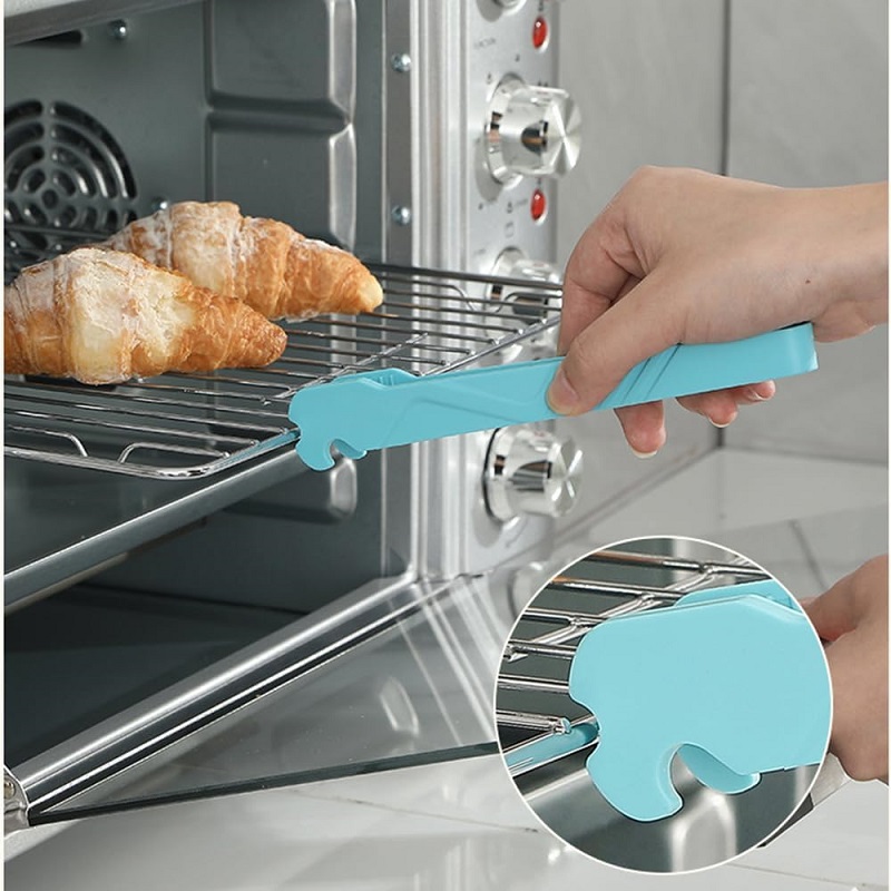 Silicone Oven Rack Push Pull Tool with Pull Clip Prevents Scalding Pull out Hot Racks Safely