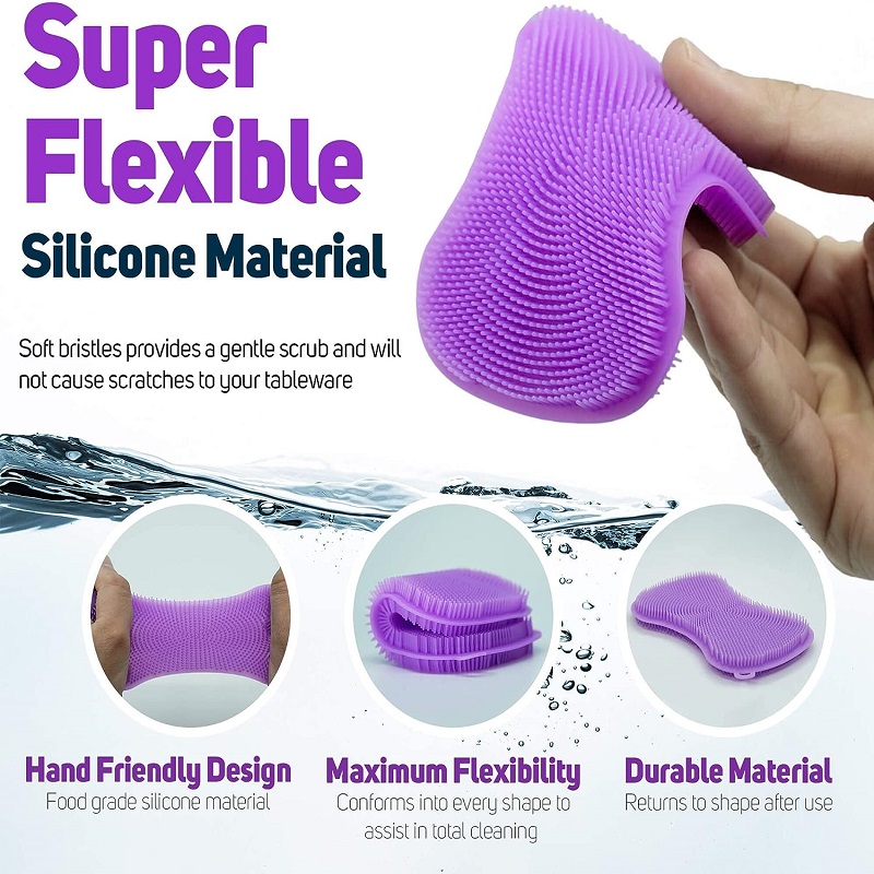 Silicone Sponge Dish Washing Kitchen Scrubber Sponges Kitchen Dish Scrubber Brush