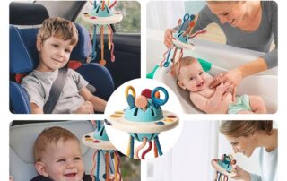 Travel Pull String Activity Toy for Babies Sensory Toys Fine Motor Skills Toys, Food-Grade Silicone Fidget Infants Toys