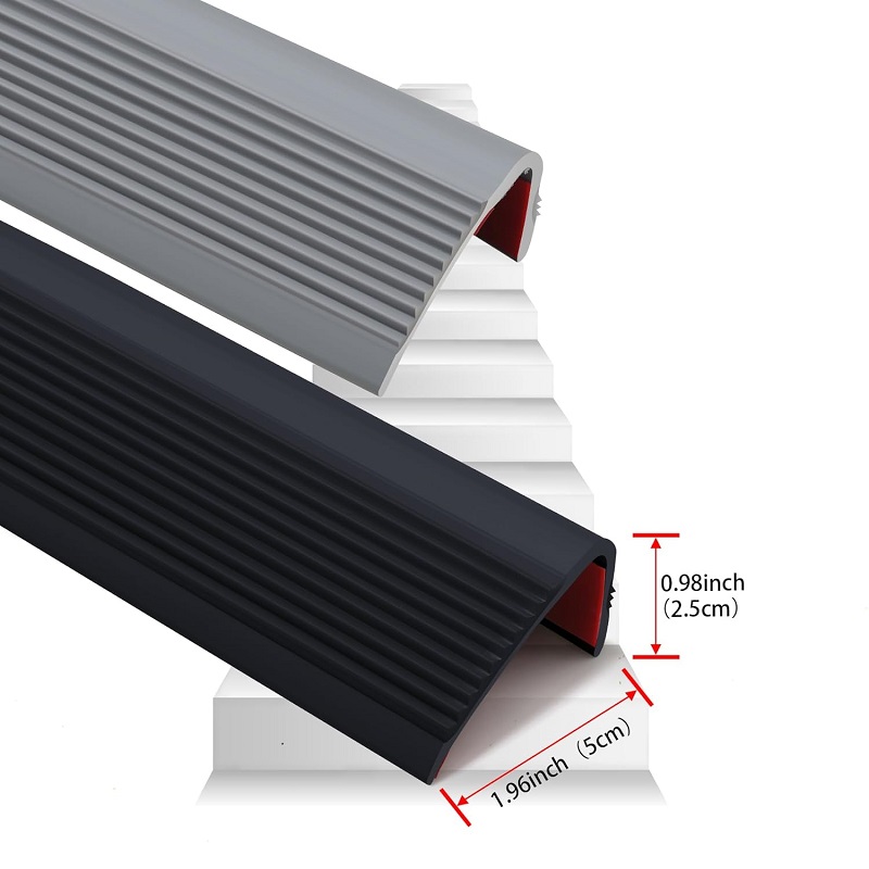 Vinyl Anti-Slip Stair Nosing Non-Slip Staircase Step Flexible Rubber Treads Edge Protector Molding Trim