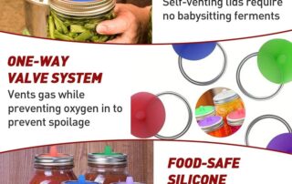 Fermentation Lids Waterless Airlock Caps for Wide Mouth Mason Jars Silicone Fermenter Cover