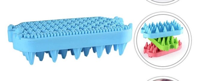 Pet Silicone Cleaner Brush Hollow Shampoo Grooming Removal Comb Dog Shower Hair Remover