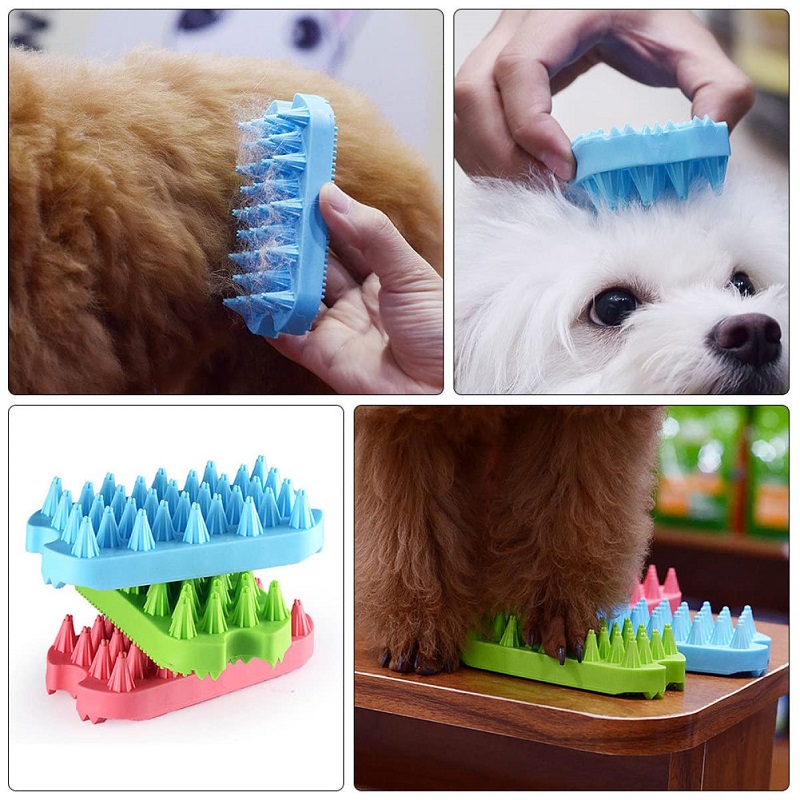 Pet Silicone Cleaner Brush Hollow Shampoo Grooming Removal Comb Dog Shower Hair Remover