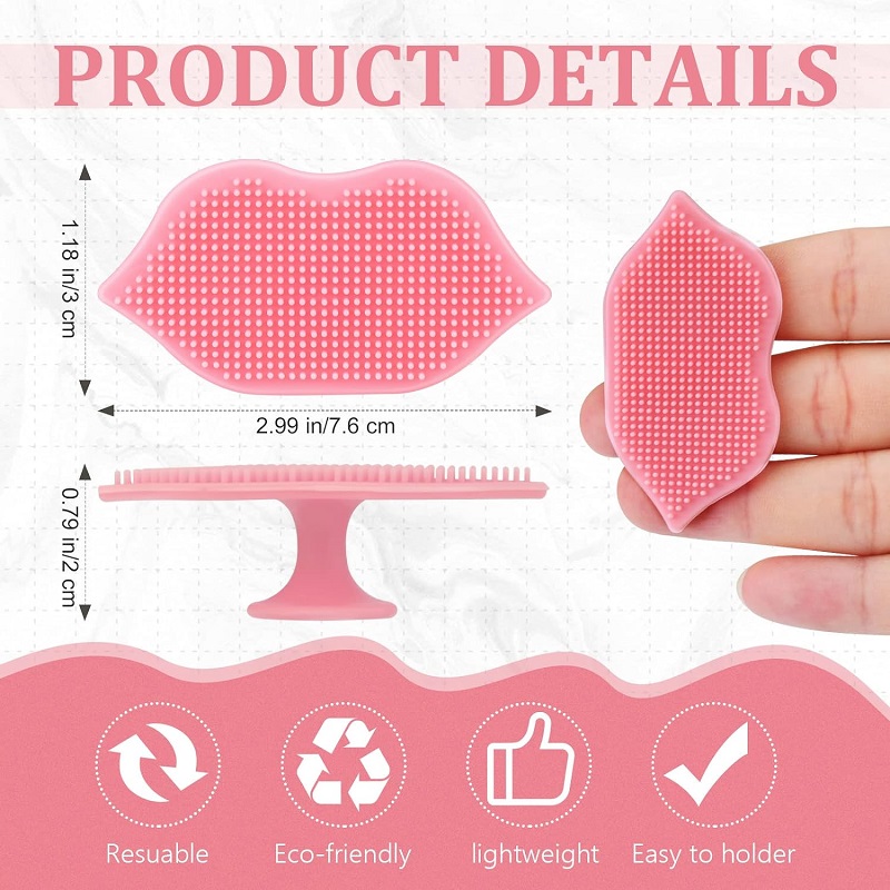 Pink Silicone Lip Scrub Brush Silicone Exfoliating Brush Tool for Women Using A Silicone Smoothing Tool