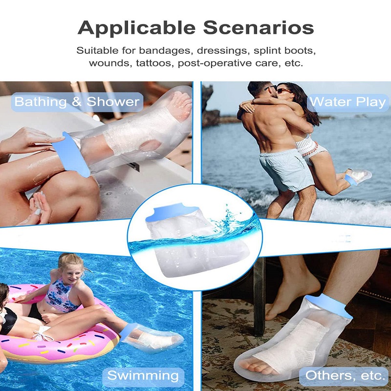 Post-cure Silicone Rubber Waterproof Foot Cover for Shower Reusable Elastic Cast Bag for Bandage