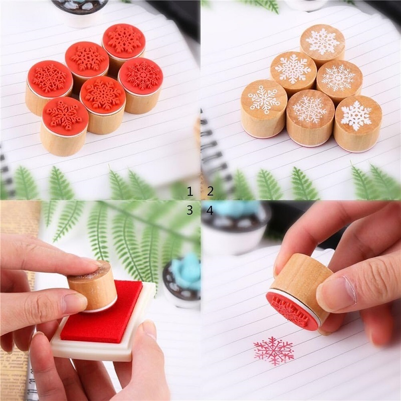 Rubber Stamp-making Tools Snowflake Floral Wooden Rubber Stamps for Card Making