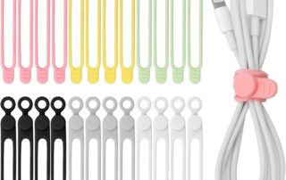 Silicone Cable Ties Reusable Cord Ties for Electrical Cords Bundling Fastening Charging Cords Earphone Cable