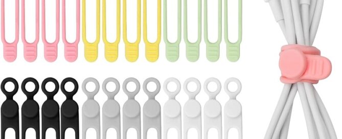 Silicone Cable Ties Reusable Cord Ties for Electrical Cords Bundling Fastening Charging Cords Earphone Cable