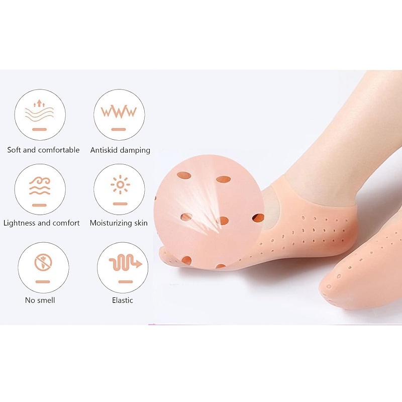 Silicone Soft Aloe Socks Anti Slip Moisturizing Socks Foot Care Protector Tool for Repairing Cracked Heel