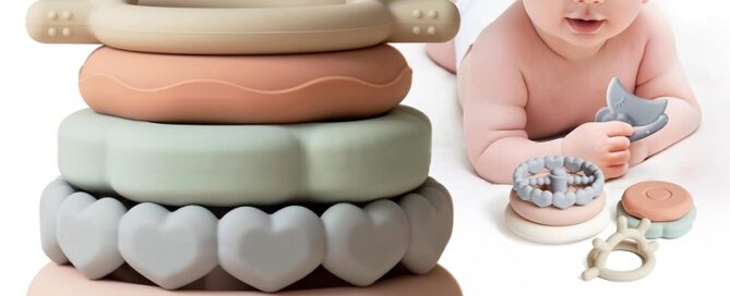 Stacks of Circles Soft Teething Toy Educational Learning Baby Toy Stacking Ring Toys for Babies