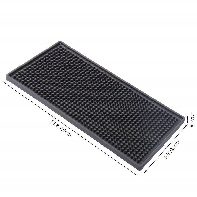 Bar Service Mat Black Salon Barber Work Station Mat Anti-Slip Flexible Rubber Work Mat for Clippers