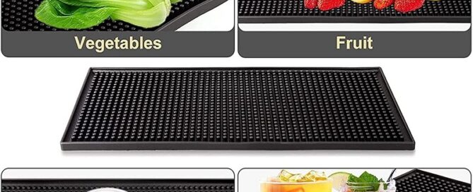 Bar Service Mat Black Salon Barber Work Station Mat Anti-Slip Flexible Rubber Work Mat for Clippers