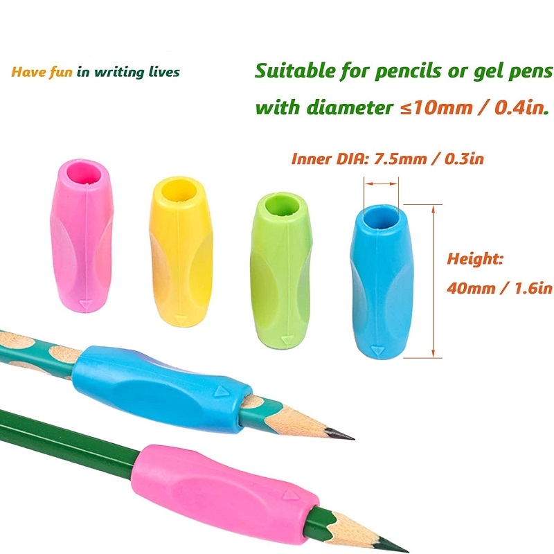 Foam Rubber Shaping Tools Ergonomic Pencil Grips Silicone Kids Handwriting Pen Grips with 3 Concaves