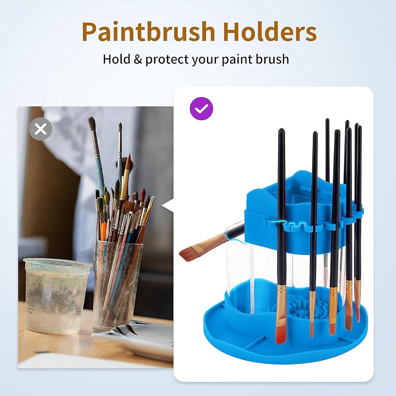 Paint Brush Cleaner Rinse Cup All-in-one Silicone Paint Water Cup with Paint Brush Holder