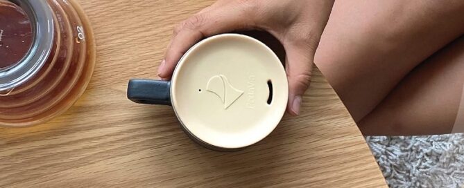 Reusable Coffee Cup Silicone Lid Dishwasher-Safe Ceramic Travel Mug Lid Keeps Hot Cups
