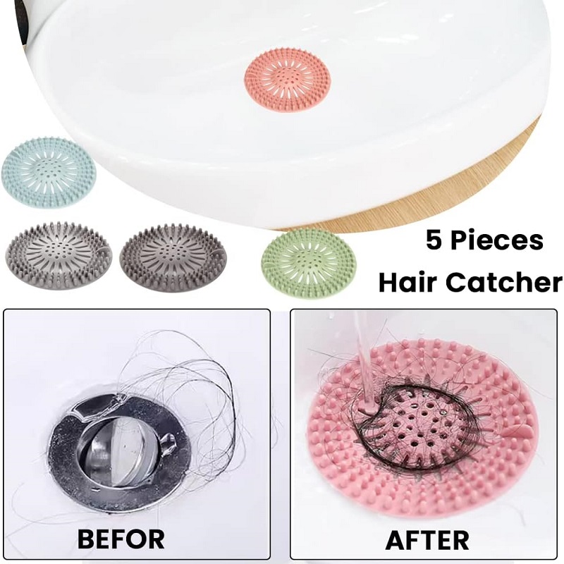 Silicone Hair Catcher Silicone Hair Stopper Shower Drain Covers with Suction Cups