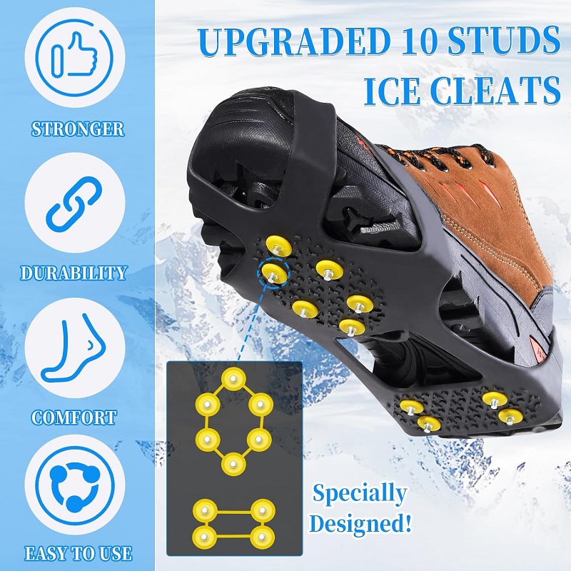 Silicone Ice Cleats for Boots Shoes Snow Grips Traction Cleats Silicone Snow Grippers for Boots