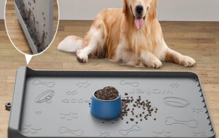 Silicone Dog Mat for Food and Water Large Pet Feeding Mats with Residue Collection Pocket