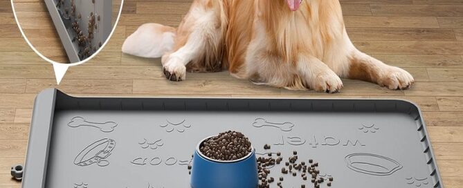 Silicone Dog Mat for Food and Water Large Pet Feeding Mats with Residue Collection Pocket